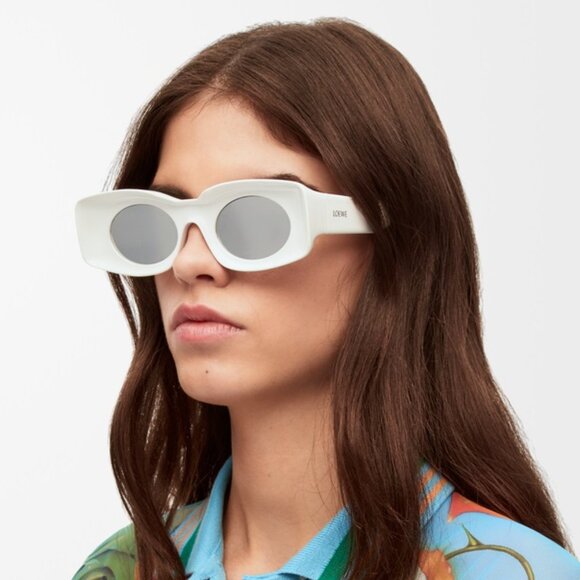 Loewe Men Sunglasses White Grey Silver Mirror Rectangle LW40033I 21C BRAND NEW - Picture 10 of 12